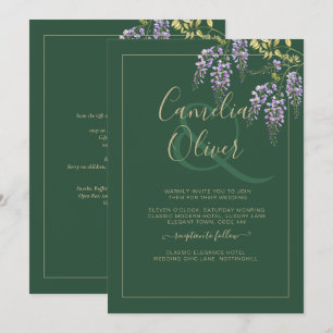 LeahG Green Purple WISTERIA Wedding INVITE