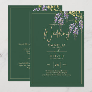 LeahG Green Purple WISTERIA Wedding INVITE