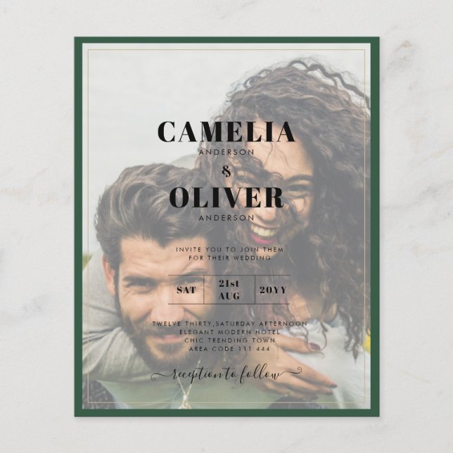 LeahG Green Purple WISTERIA Wedding INVITE Flyer (Front)