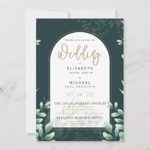 LeahG Greenery Gold PHOTO Mariage Invitation