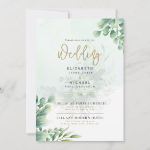 LeahG Greenery Gold PHOTO Wedding Invite