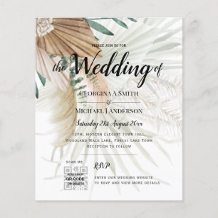 LeahG Greenery Gold Wedding QR CODE RSVP INVITE Flyer