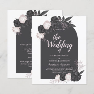 LeahG Grey Pink Roses Modern Fall Winter Wedding 