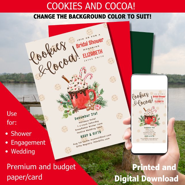 LeahG Hygge Cookies and Cocoa Winter Bridal Shower Invitation (Creator Uploaded)