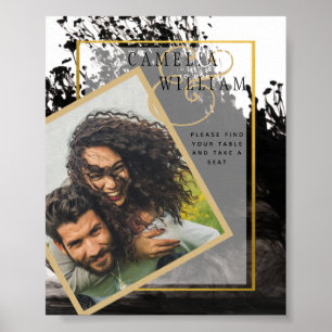 LeahG INK BLACK White Gold Wedding INVITE Poster