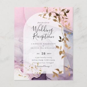LeahG Ink Ombre Purple Pink Pink Gold Wedding Flyer