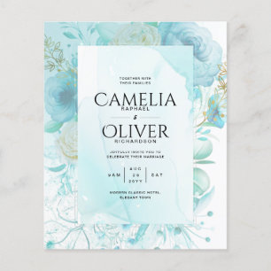 LeahG INK Sea Glass Turquoise Aqua Abstract INVITE Flyer