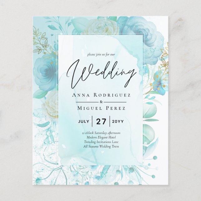 LeahG INK Sea Glass Turquoise Aqua Abstract INVITE Flyer (Front)