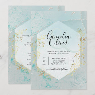 LeahG INK Sea Glass Turquoise Gold Aqua INVITE