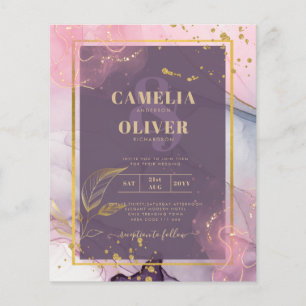 LeahG® Lavender INK Mauve Purple Gold Wedding Flyer