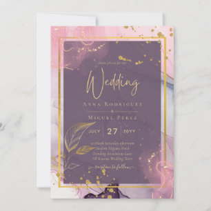 LeahG® Lavender INK Mauve Purple Gold Wedding Invitation