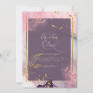 LeahG® Lavender INK Mauve Purple Gold Wedding Invitation