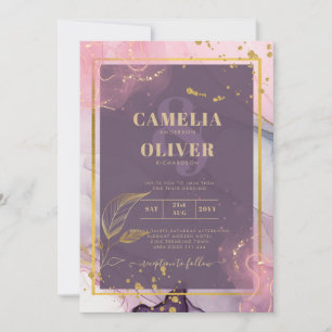 LeahG® Lavender INK Mauve Purple Gold Wedding Invitation