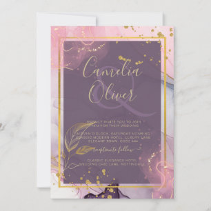 LeahG® Lavender INK Mauve Purple Gold Wedding Invitation