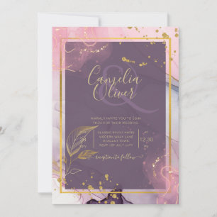 LeahG® Lavender INK Mauve Purple Gold Wedding Invitation