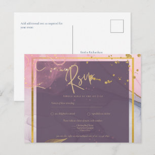 LeahG® Lavender INK Mauve Purple Gold Wedding Postcard