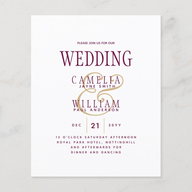 LeahG Magenta Berry Pink Wedding Invite Flyer (Front)