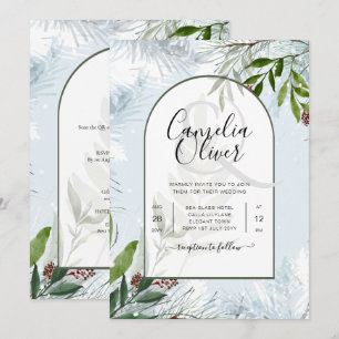 LeahG Mariage d'hiver Aqua Blue Green INVITATION