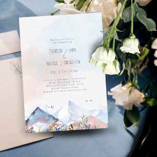 LeahG Mountain Scene Winter Dew Wedding Invitation