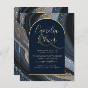 LeahG Navy Blue Gold Agate STARRY NIGHT Wedding