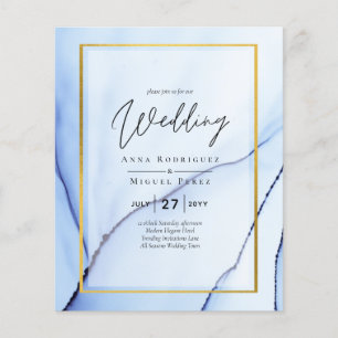 LeahG Navy Blue Gold INK Abstract Wedding INVITE Flyer