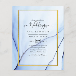 LeahG Navy Blue Gold INK Abstract Wedding INVITE Flyer