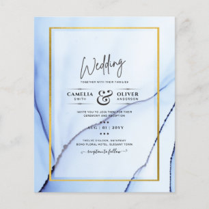 LeahG Navy Blue Gold INK Abstract Wedding INVITE Flyer
