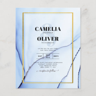 LeahG Navy Blue Gold INK Abstract Wedding INVITE Flyer