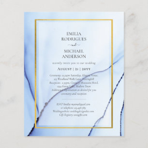 LeahG Navy Blue Gold INK Abstract Wedding INVITE Flyer