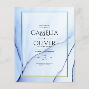 LeahG Navy Blue Gold INK Abstract Wedding INVITE Flyer
