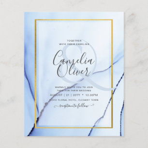 LeahG Navy Blue Gold INK Abstract Wedding INVITE Flyer