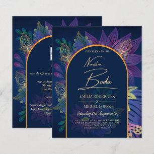 LeahG Navy Purple Gold JEWEL TONES Wedding INVITE