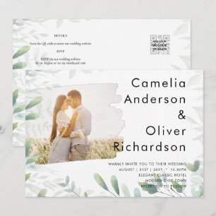 LeahG Photo Overlay GREENERY Wedding Invitation