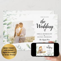 LeahG Photo Overlay GREENERY Wedding Invite