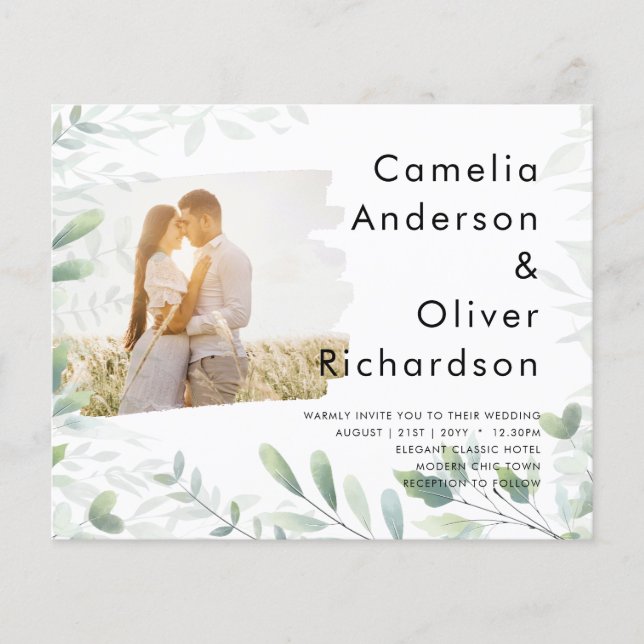 LeahG Photo Overlay GREENERY Wedding Invite Flyer (Front)