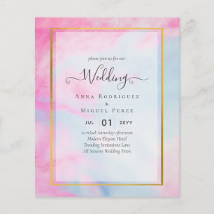LeahG Pink Aqua Blue Gold INK Wedding INVITE Flyer