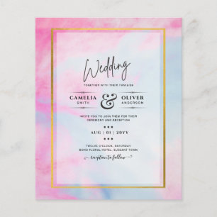 LeahG Pink Aqua Blue Gold INK Wedding INVITE Flyer