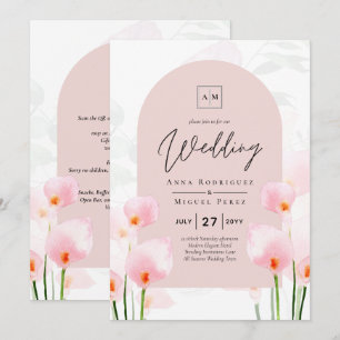 LeahG Pink Calla Lily Floral Wedding Invite