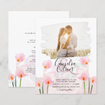 LeahG Pink Calla Lily PHOTO Overlay Wedding Invite