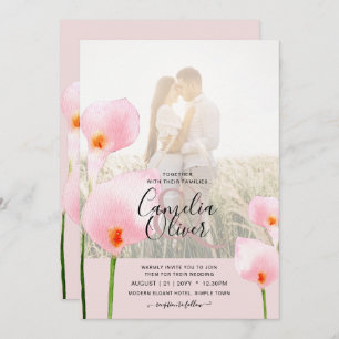 LeahG Pink Calla Lily PHOTO Overlay Wedding Invite
