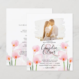 LeahG Pink Calla Lily PHOTO Overlay Wedding Invite