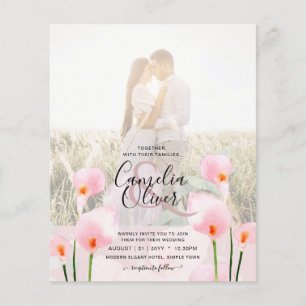 LeahG Pink Calla Lily PHOTO Overlay Wedding Invite Flyer