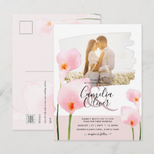 LeahG Pink Calla Lily PHOTO Overlay Wedding Invite Postcard