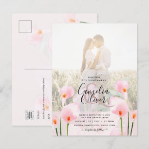 LeahG Pink Calla Lily PHOTO Overlay Wedding Invite Postcard