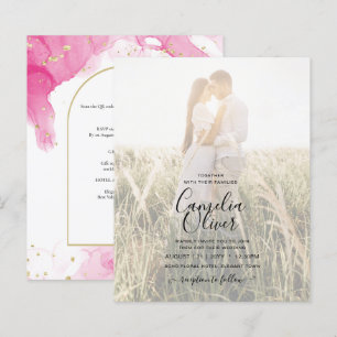 LeahG PINK GOLD INK Abstract Wedding INVITE