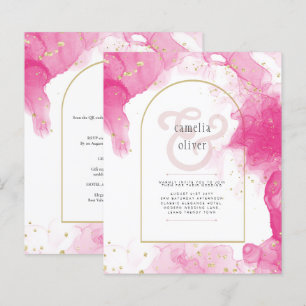 LeahG PINK GOLD INK Abstract Wedding INVITE