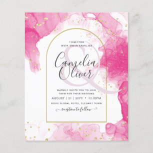 LeahG PINK GOLD INK Abstract Wedding INVITE Flyer