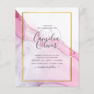 LeahG PINK Purple Ink Abstract Wedding INVITE Flyer