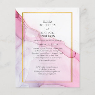 LeahG PINK Purple Ink Abstract Wedding INVITE Flyer