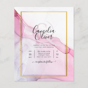 LeahG PINK Purple Ink Abstract Wedding INVITE Flyer